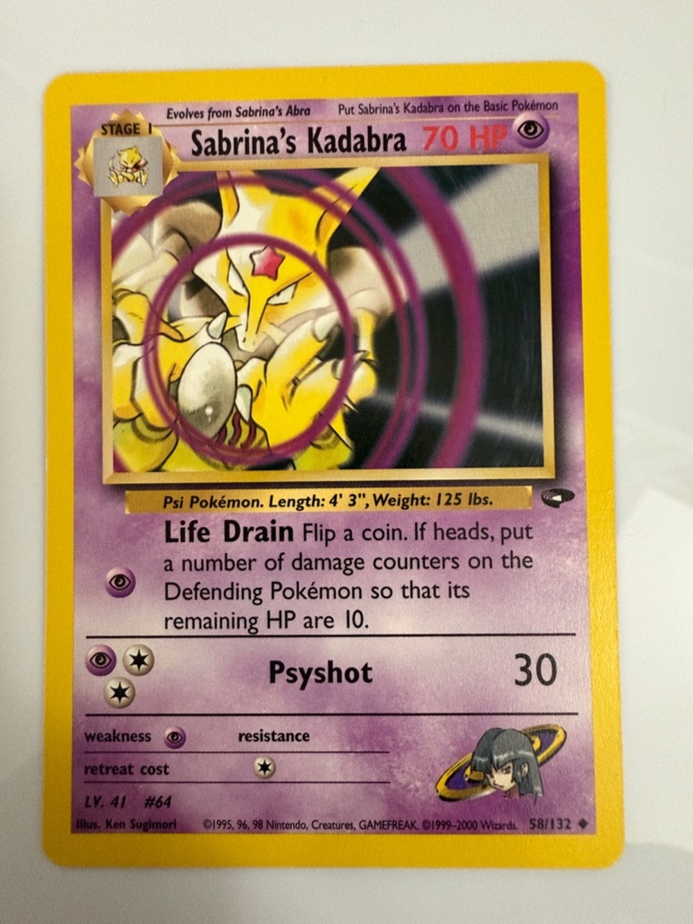 Sabrina's Kadabra 58/132 Gym Challenge - Pokemon card